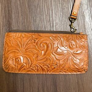 Patricia Nash Tan Leather Wristlet